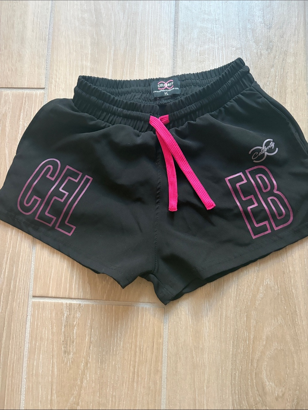 Celebrity Dance Black Youth Active Shorts with Pink Accents